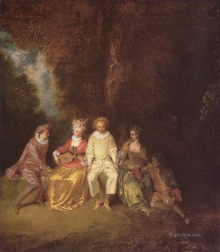 Pierrot contenido Jean Antoine Watteau clásico rococó Pinturas al óleo